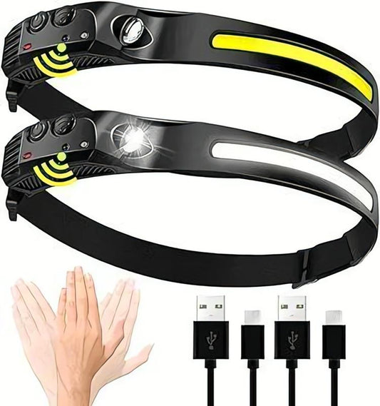 Rechargeable LED Headlamp – 230° COB Wide Angle Super Bright Head Light