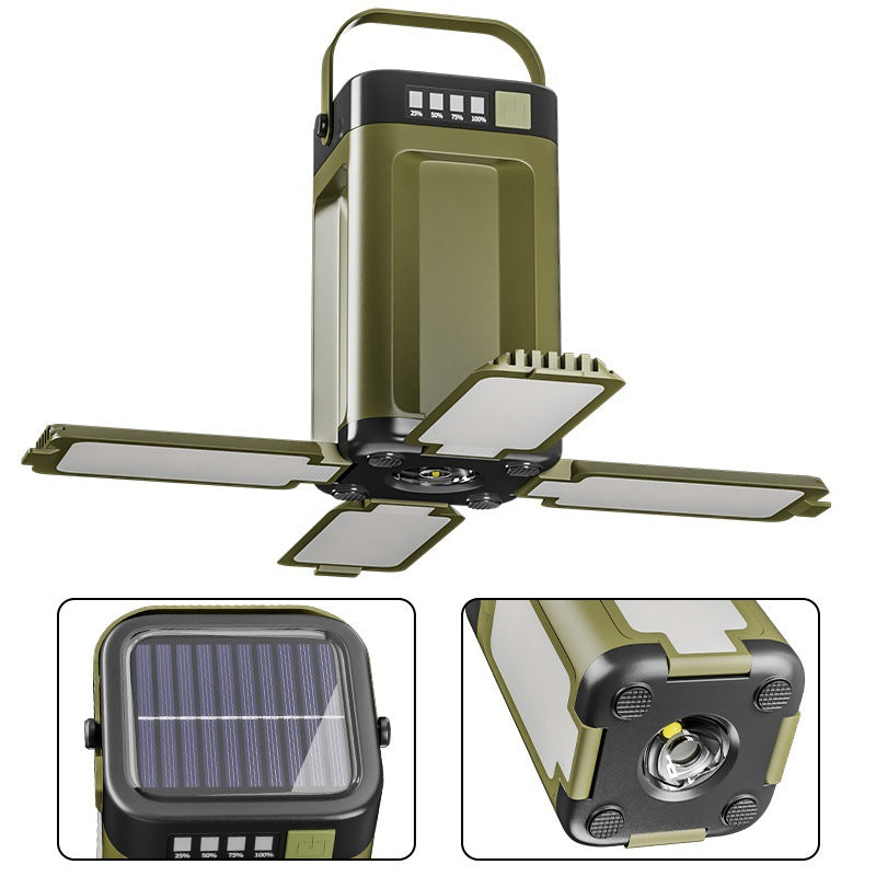 Solar Powered Camping Lantern – Foldable LED Outdoor Light with Power Bank