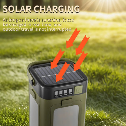 Solar Powered Camping Lantern – Foldable LED Outdoor Light with Power Bank